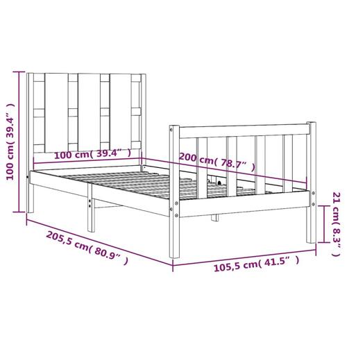 Sengeramme uden madras 100x200 cm massivt fyrretræ