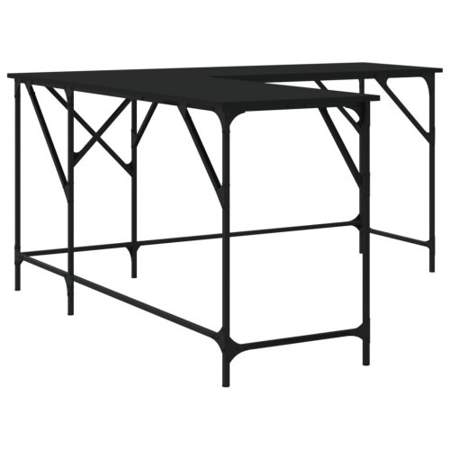 Skrivebord 149x149x75 cm konstrueret træ sort
