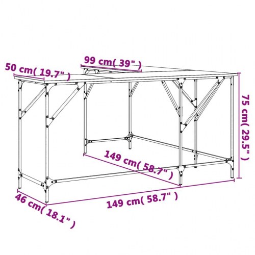 Skrivebord 149x149x75 cm konstrueret træ sort