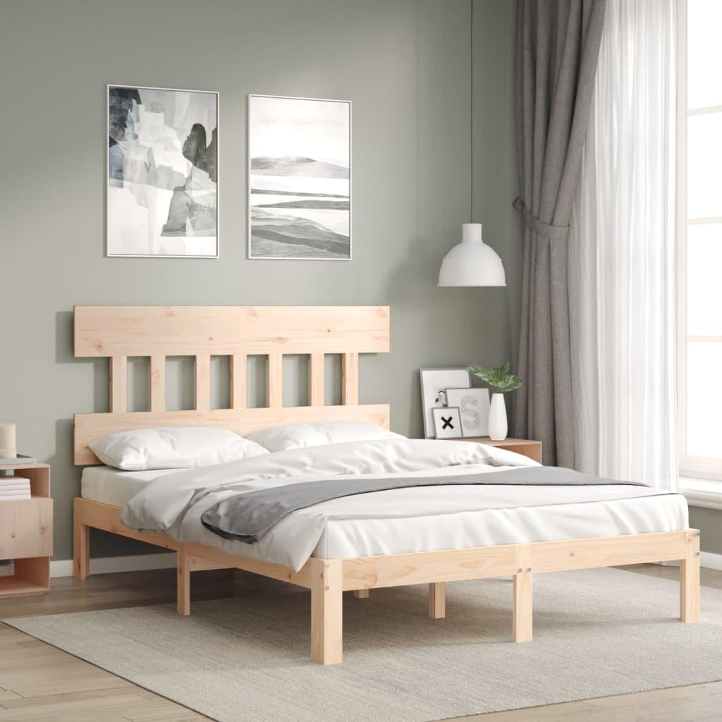 Sengeramme uden madras 140x190 cm massivt fyrretræ billede