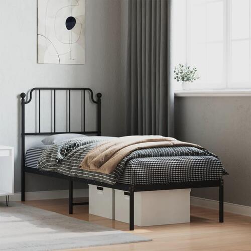 Sengeramme med sengegavl 80x200 cm metal sort