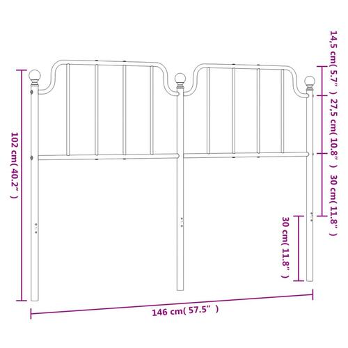 Sengegavl 140 cm metal sort