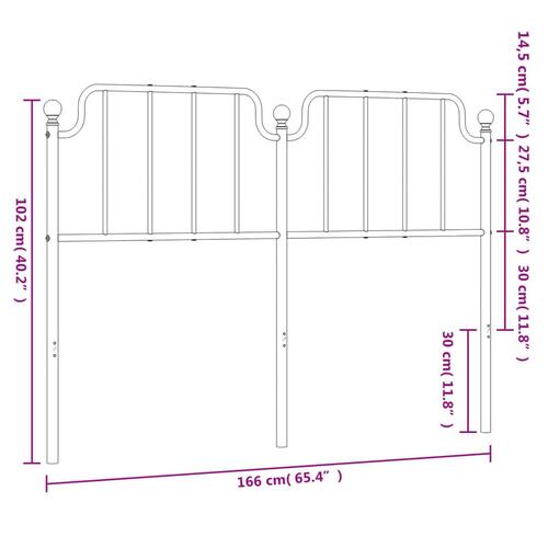 Sengegavl 160 cm metal sort