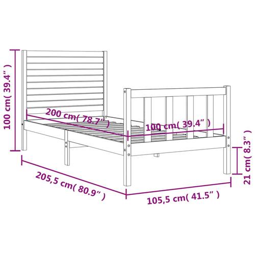 Sengeramme uden madras 100x200 cm massivt fyrretræ