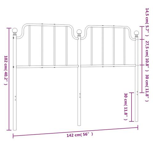 Sengegavl 135 cm metal sort
