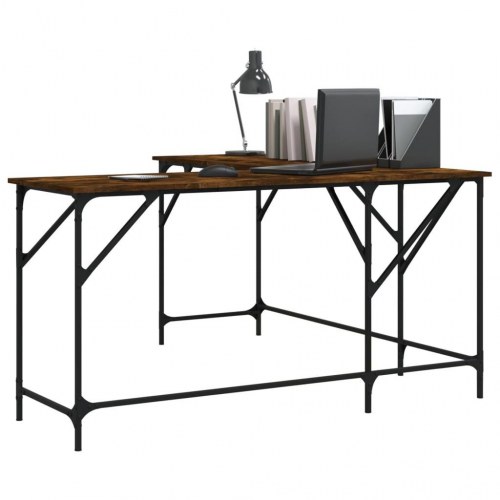 L-formet skrivebord 149 x 149 x 75 cm - røget egetræsfarve