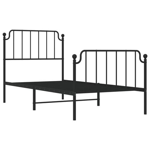 Sengeramme med sengegavl og fodgærde 90x200 cm metal sort