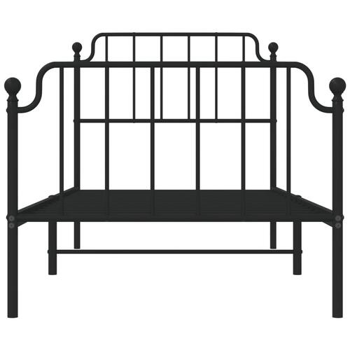 Sengeramme med sengegavl og fodgærde 90x200 cm metal sort