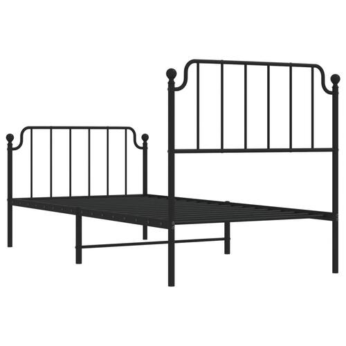 Sengeramme med sengegavl og fodgærde 90x200 cm metal sort
