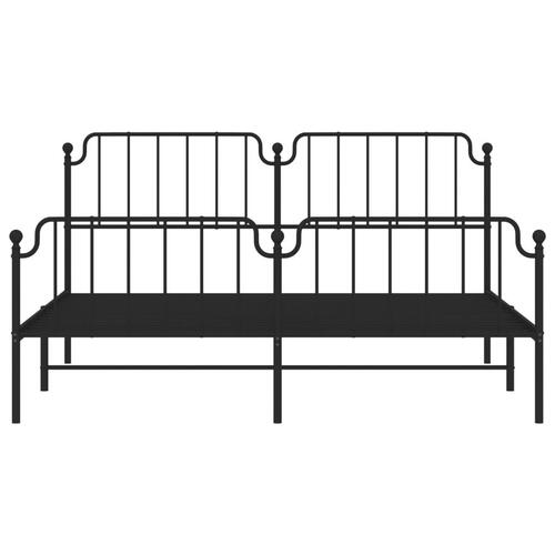 Sengeramme med sengegavl og fodgærde 180x200 cm metal sort