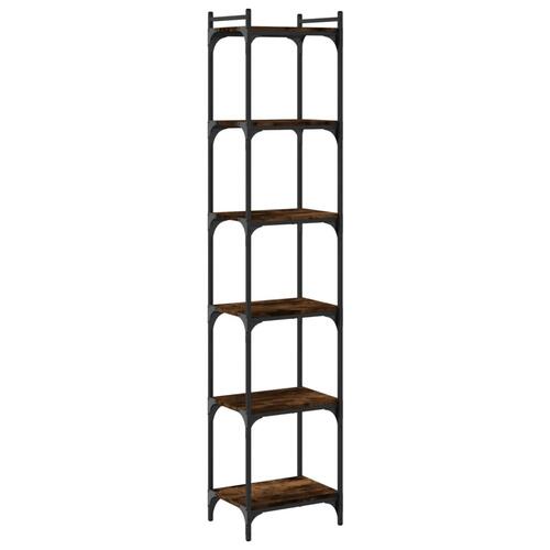 Bogreol 6 hylder 40x30x188 cm konstrueret træ røget eg