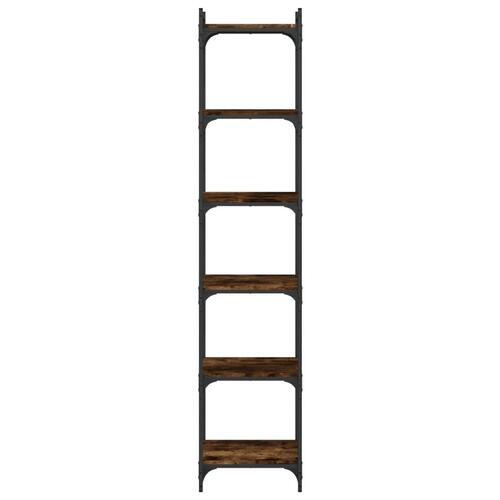 Bogreol 6 hylder 40x30x188 cm konstrueret træ røget eg