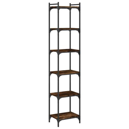 Bogreol 6 hylder 40x30x188 cm konstrueret træ røget eg