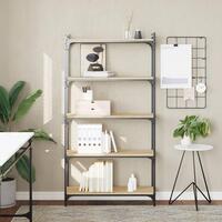 Bogreol 5 hylder 80x30x154 cm konstrueret træ sonoma-eg
