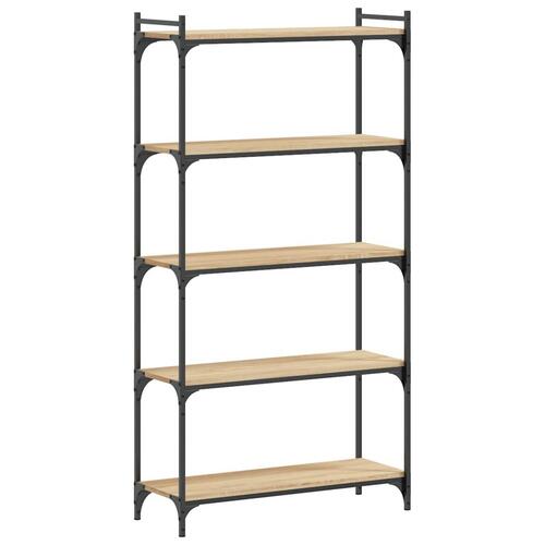 Bogreol 5 hylder 80x30x154 cm konstrueret træ sonoma-eg
