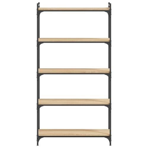 Bogreol 5 hylder 80x30x154 cm konstrueret træ sonoma-eg