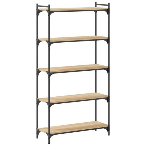Bogreol 5 hylder 80x30x154 cm konstrueret træ sonoma-eg