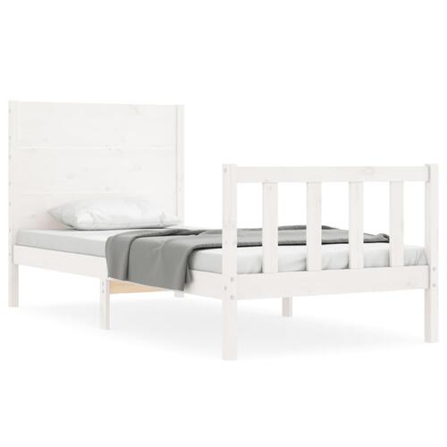 Sengeramme med sengegavl Small Single massivt træ hvid