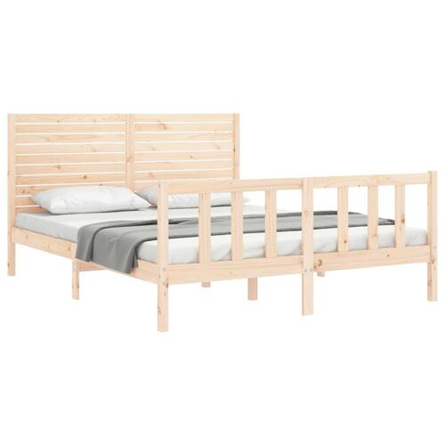 Sengeramme med sengegavl kingsize massivt træ