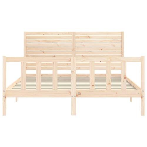 Sengeramme med sengegavl kingsize massivt træ