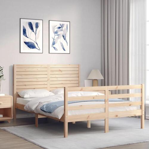 Sengeramme med sengegavl 140x190 cm massivt træ