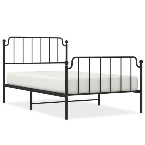 Sengeramme med sengegavl og fodgærde 107x203 cm metal sort