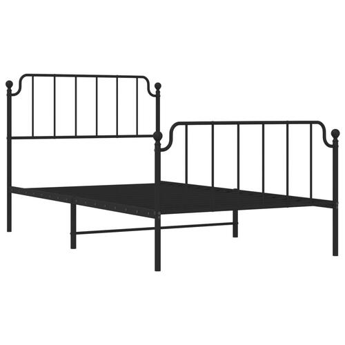 Sengeramme med sengegavl og fodgærde 107x203 cm metal sort