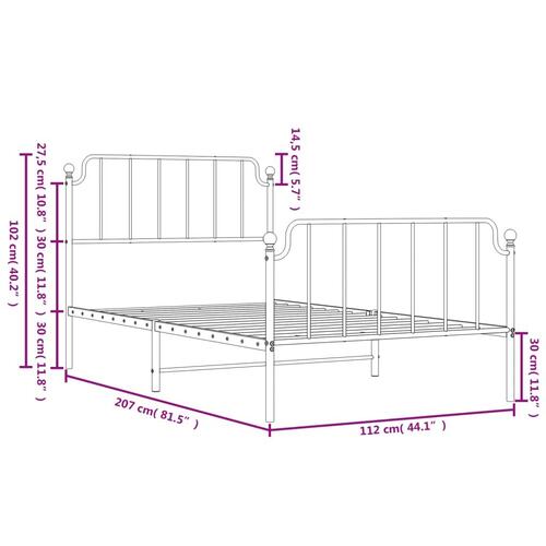 Sengeramme med sengegavl og fodgærde 107x203 cm metal sort