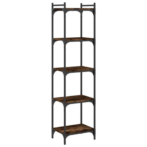 Bogreol 5 hylder 40x30x154 cm konstrueret træ røget eg