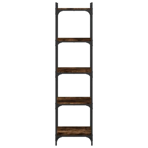 Bogreol 5 hylder 40x30x154 cm konstrueret træ røget eg