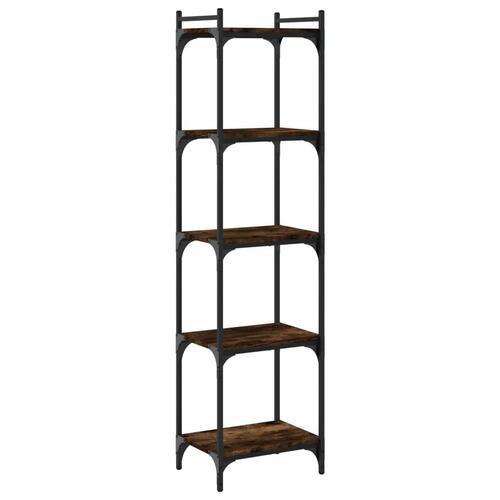 Bogreol 5 hylder 40x30x154 cm konstrueret træ røget eg