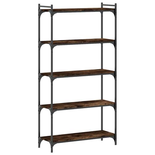 Bogreol 5 hylder 80x30x154 cm konstrueret træ røget eg