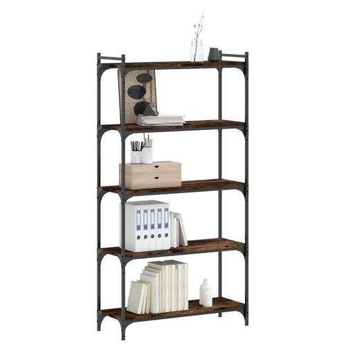 Bogreol 5 hylder 80x30x154 cm konstrueret træ røget eg