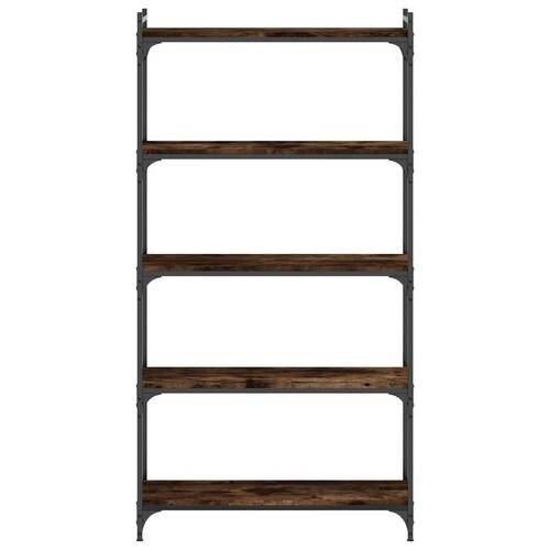 Bogreol 5 hylder 80x30x154 cm konstrueret træ røget eg