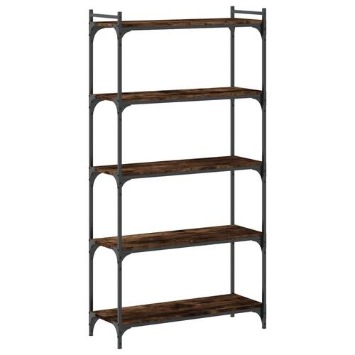 Bogreol 5 hylder 80x30x154 cm konstrueret træ røget eg