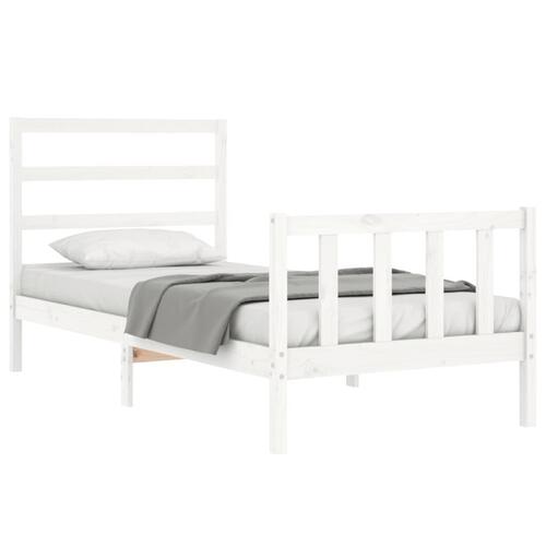 Sengeramme med sengegavl Small Single massivt træ hvid