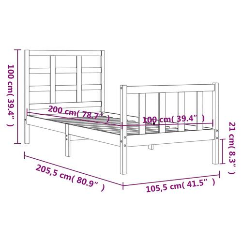 Sengeramme uden madras 100x200 cm massivt fyrretræ