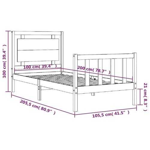 Sengeramme uden madras 100x200 cm massivt fyrretræ