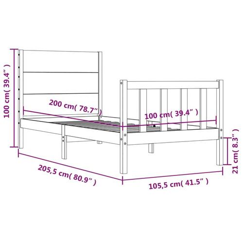 Sengeramme uden madras 100x200 cm massivt fyrretræ