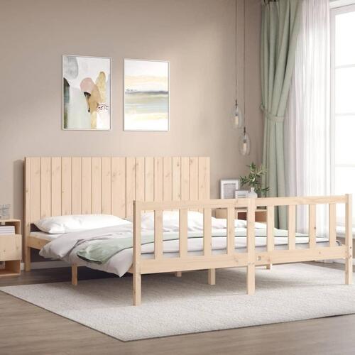 Sengeramme med sengegavl Super King Size massivt træ