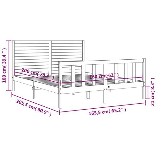 Sengeramme uden madras 160x200 cm massivt fyrretræ