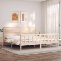 Sengeramme med sengegavl Super King Size massivt træ