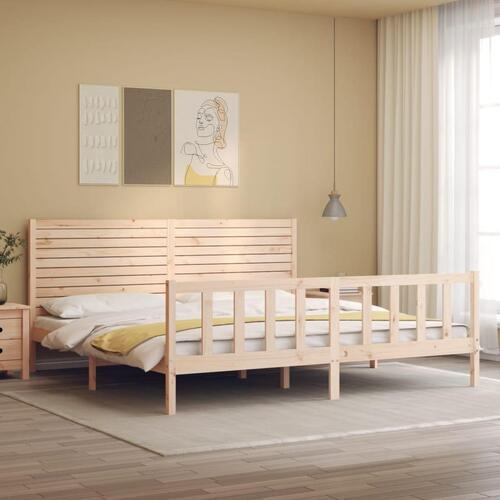 Sengeramme med sengegavl Super King Size massivt træ