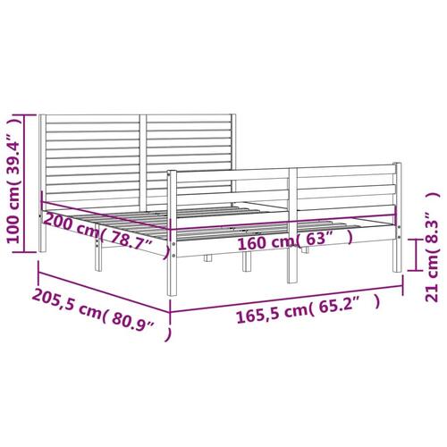 Sengeramme med sengegavl 160x200 cm massivt træ