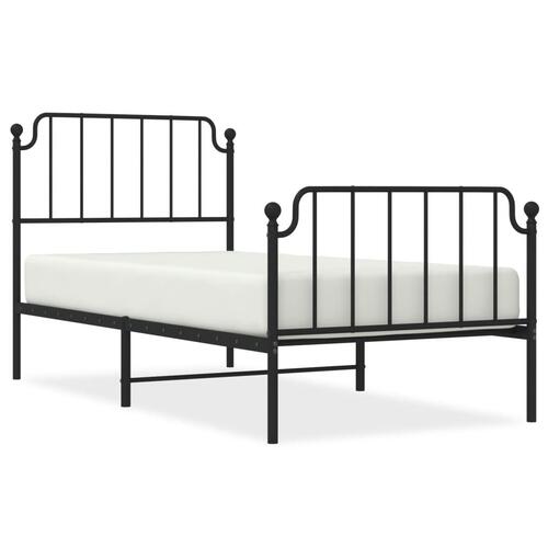 Sengeramme med sengegavl og fodgærde 90x190 cm metal sort