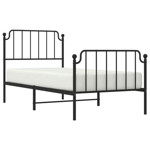 Sengeramme med sengegavl og fodgærde 90x190 cm metal sort