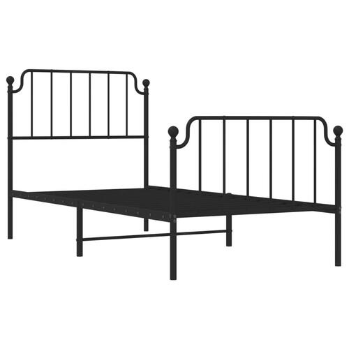 Sengeramme med sengegavl og fodgærde 90x190 cm metal sort
