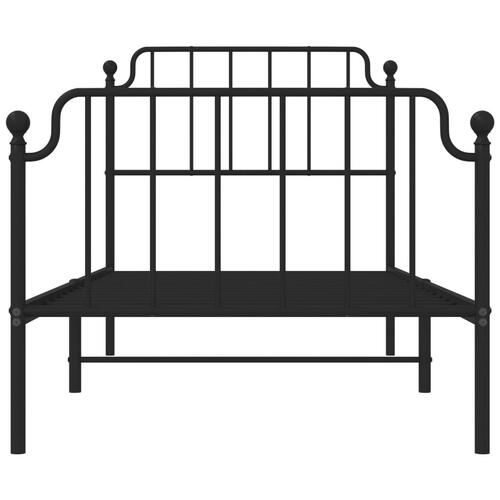 Sengeramme med sengegavl og fodgærde 90x190 cm metal sort