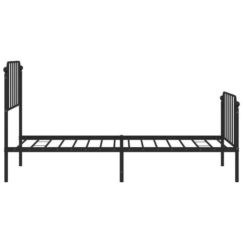 Sengeramme med sengegavl og fodgærde 90x190 cm metal sort