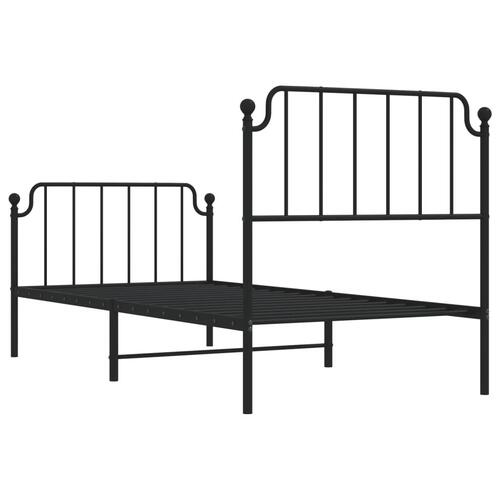 Sengeramme med sengegavl og fodgærde 90x190 cm metal sort